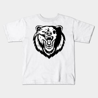 Cool black bear head design with a angry face. Kids T-Shirt